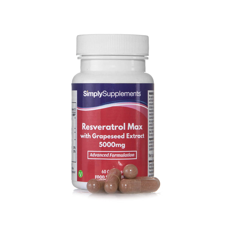 Resveratrol Capsules with Grapeseed Extract 5000mg | Vegan & Vegetarian Friendly | 60 Capsules = 1 Month Supply | Manufactured in The UK - BeesActive Australia