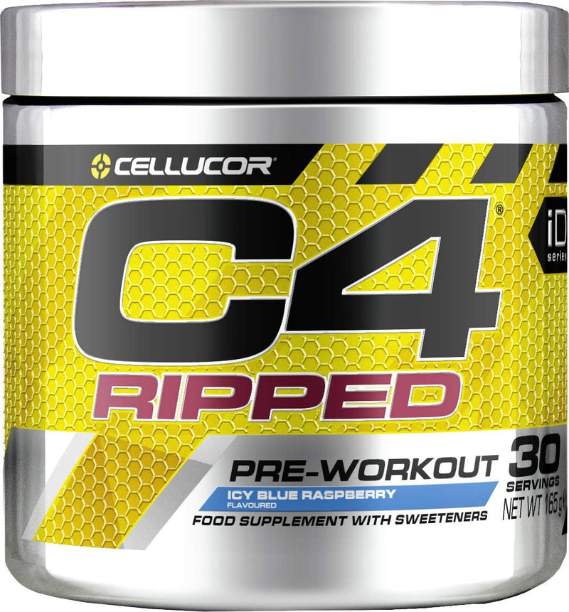C4 Ripped Pre Workout Powder ICY Blue Raspberry | Preworkout Energy Drink Supplement | 150mg Caffeine + Beta Alanine + Green Coffee Bean Extract for Men and Women | 30 Servings 30 Servings (Pack of 1) - BeesActive Australia