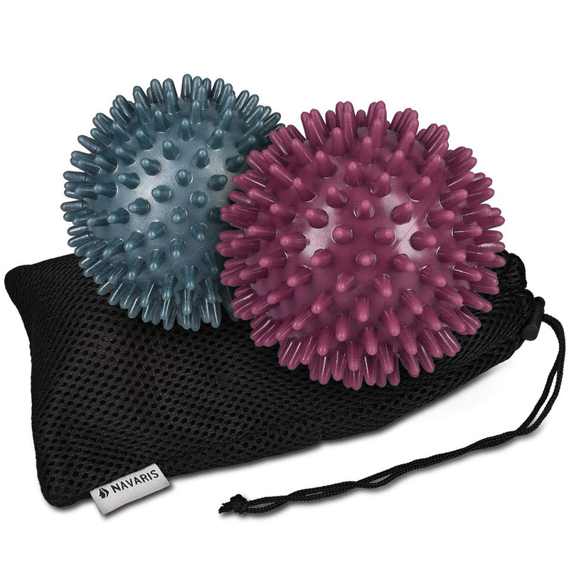 Navaris Spiky Massage Balls - Set of 2 - Hedgehog Balls for Self Massage - 1x Medium-Hard & 1x Harder Ball - Pair of Bumpy Massager Balls - � 8cm - BeesActive Australia