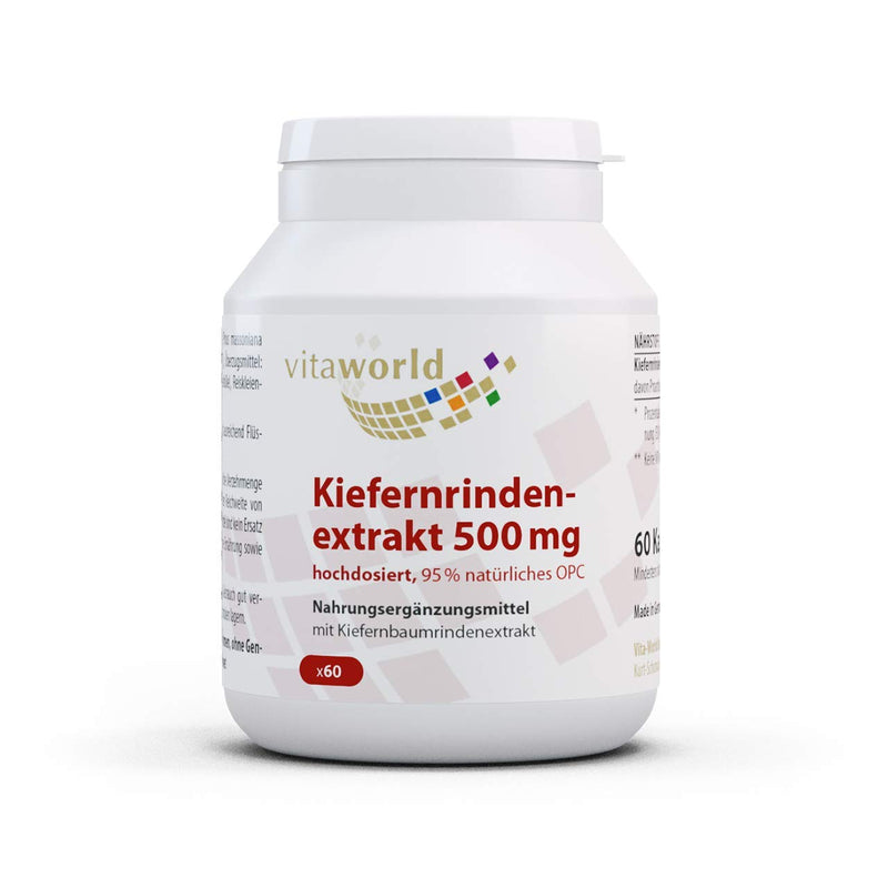 Vita World Pine Bark Extract 500mg High-Dose OPC oligomeric proanthocyanidins 60 Capsules Made in Germany - BeesActive Australia