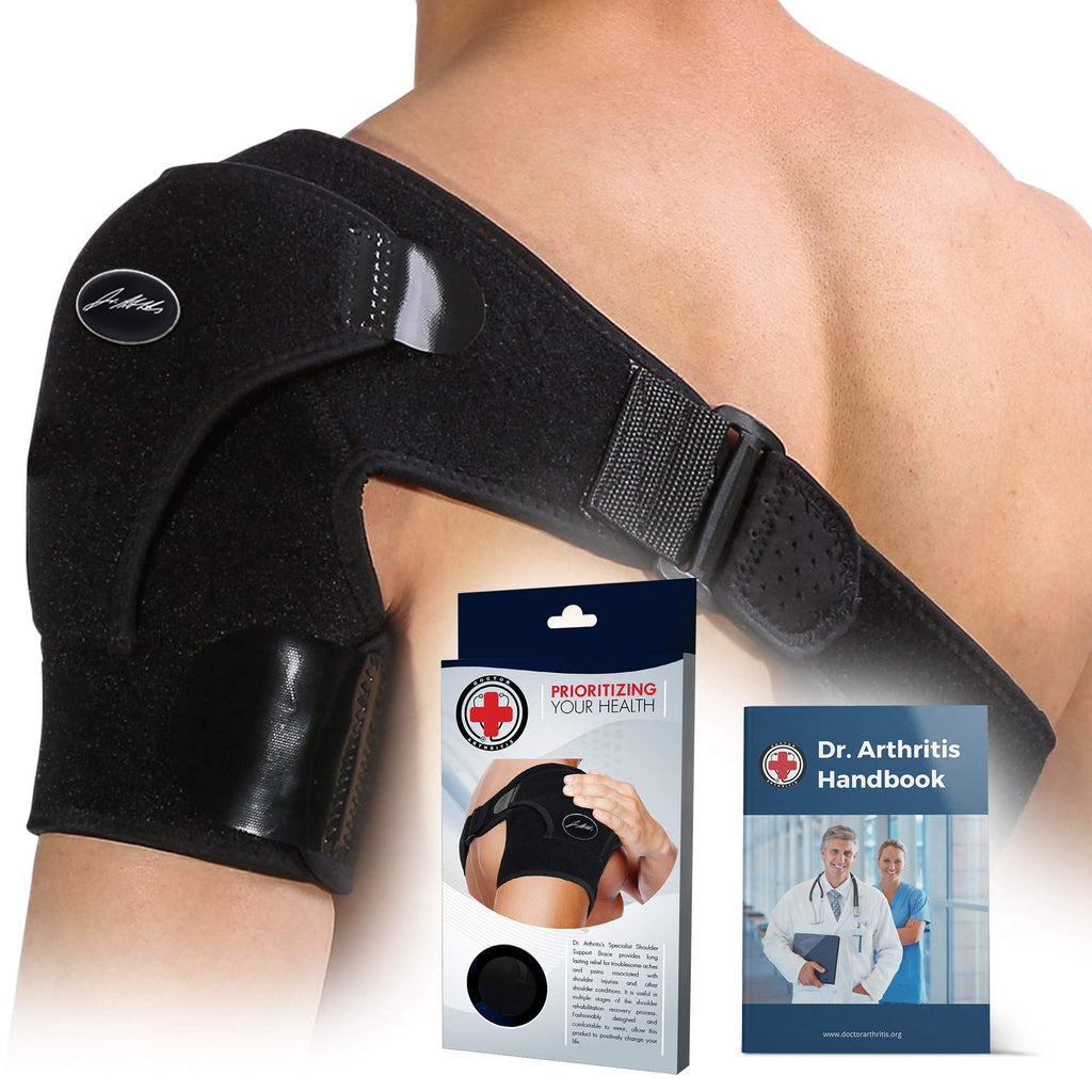 Dr. Arthritis Doctor Developed Shoulder Support/Shoulder Strap/Shoulder Brace & Handbook (Black) Black - BeesActive Australia