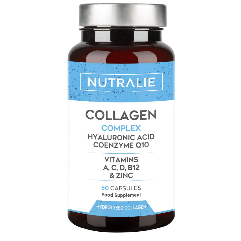 Collagen + Hyaluronic Acid + Coenzyme Q10 + Vitamins A, C, D and B12 + Zinc | for Skin, Joints and Hair | Hydrolysed Collagen 60 Capsules | Nutralie - BeesActive Australia