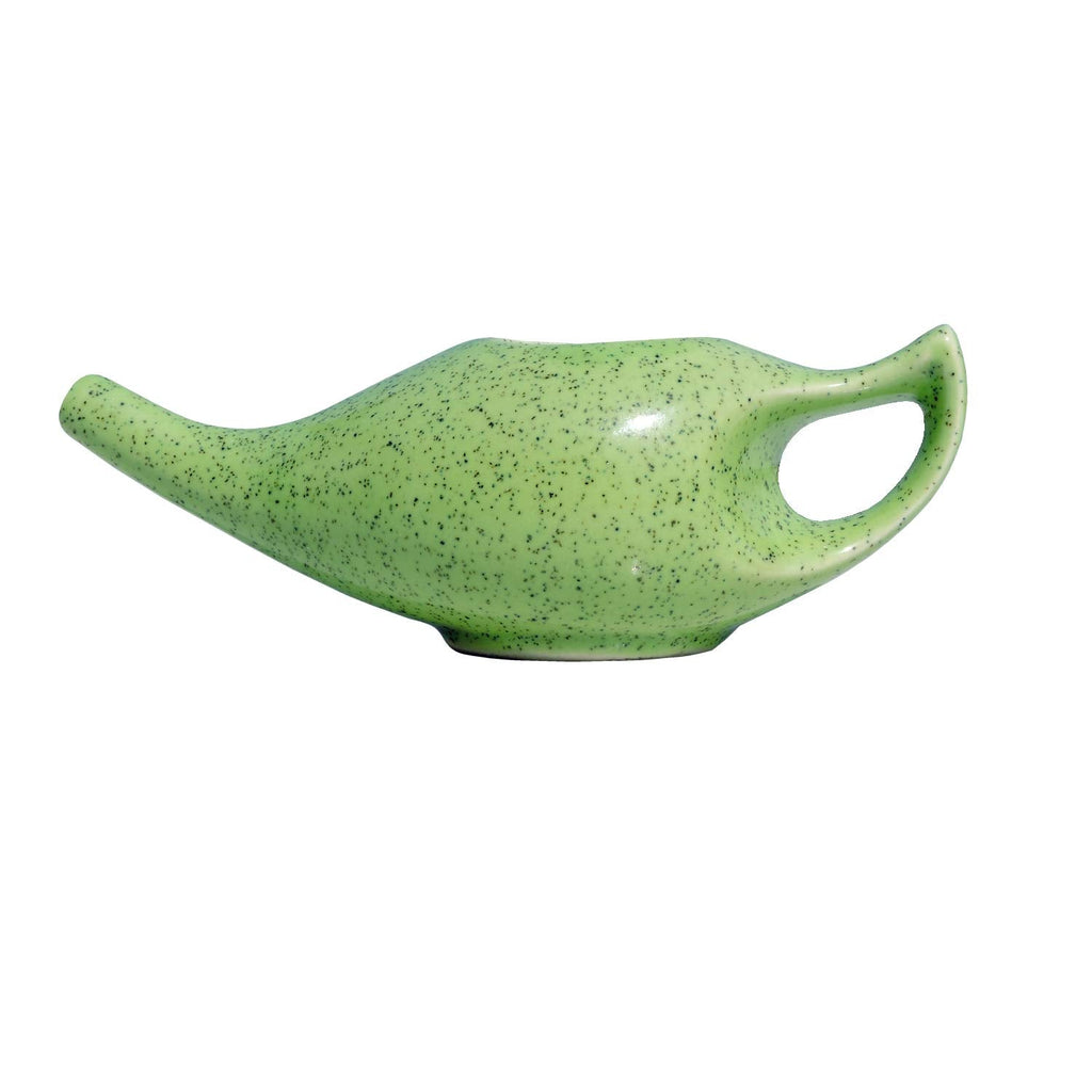 Porcelain Ceramic Neti Pot for Nasal Cleansing Freckle Pattern Green | Natural Treatment for Sinus, Infection and Congestion - BeesActive Australia