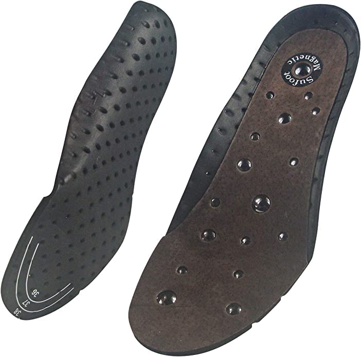 Sufoot Magnetic More Insoles Genuine Leather Acupressure Effect Reflexology Arch Support Insoles for Men Women- Suitable for Plantar Fasciitis Treatment (L: UK8-10 / EU42-44 / US9-11 M) L: UK8-10 / EU42-44 / US9-11 M - BeesActive Australia