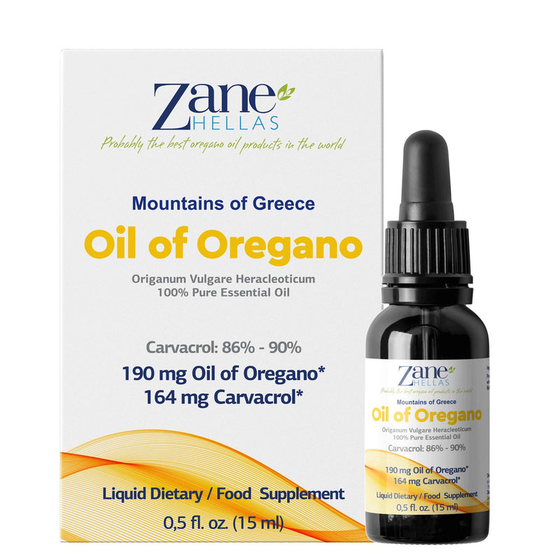 Zane Hellas 190 mg Oregano Oil-164 mg Carvacrol per Serving-4 Drops Daily. 100% Greek Undiluted Oil of Oregano. 86%-90% Min Carvacrol. Probably The Best Oregano Oil in The World. 0.5 fl. oz.- 15ml. - BeesActive Australia