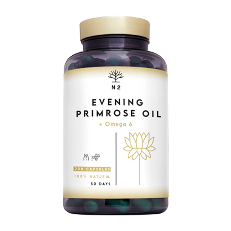 Evening Primrose Oil 2000 mg, 10% GLA. 200 Softgel Capsules with Vitamin E and Omega 6. High Strength, Easy Swallow, Cold Pressed. Menopause, Skin and Nails Care. Made in EU. N2 Natural Nutrition - BeesActive Australia