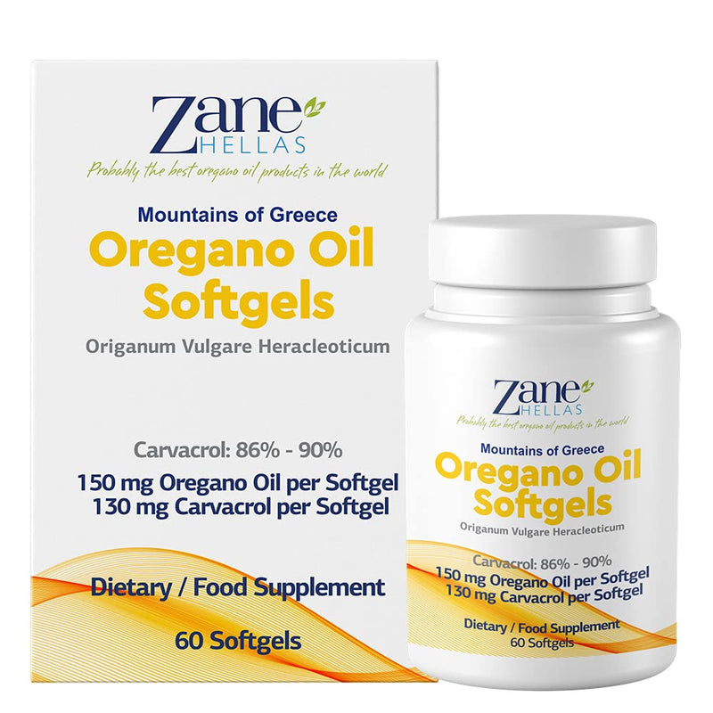 130 mg Carvacrol - 150 mg Oregano Oil per Softgel. World Highest Concentration Oregano Oil Capsule. Zane Hellas Oregano Oil. Softgel Contains 30% Greek Essential Oil of Oregano. 120 Softgels. - BeesActive Australia