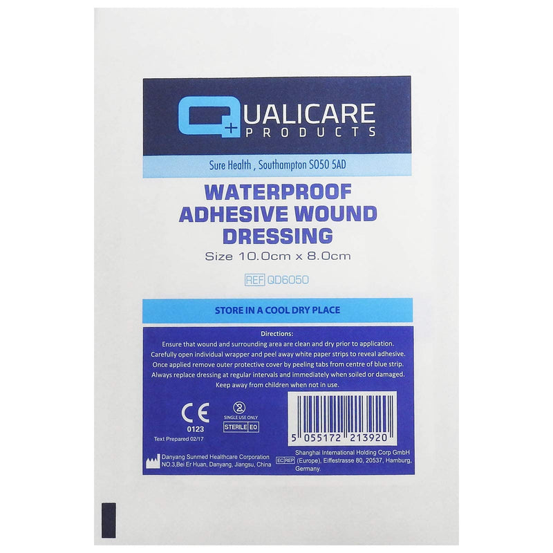 Qualicare Clear Transparent Washproof Waterproof Adhesive Wound Dressings - 10cm x 8cm (20 Pack) 10x8 cm (Pack of 20) 20 Pack - BeesActive Australia