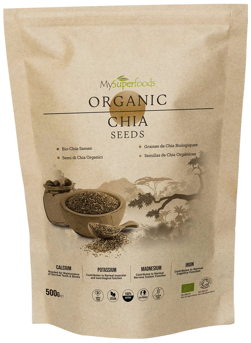 MySuperfoods Organic Chia Seeds 500g, Natural Source of Omega-3 & Protein 500 g (Pack of 1) - BeesActive Australia