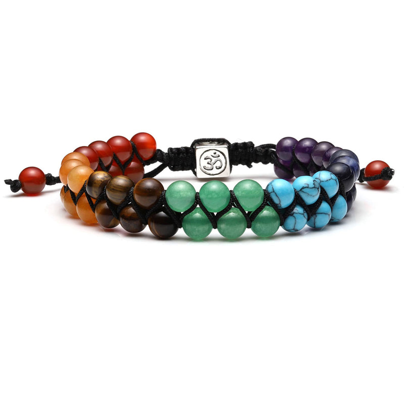 JSDDE 7 Chakra Healing Crystals Bracelet Womens Reiki Stone Rope Braided Gemstone Bracelet for Yoga Meditation Anxiety Relief - BeesActive Australia