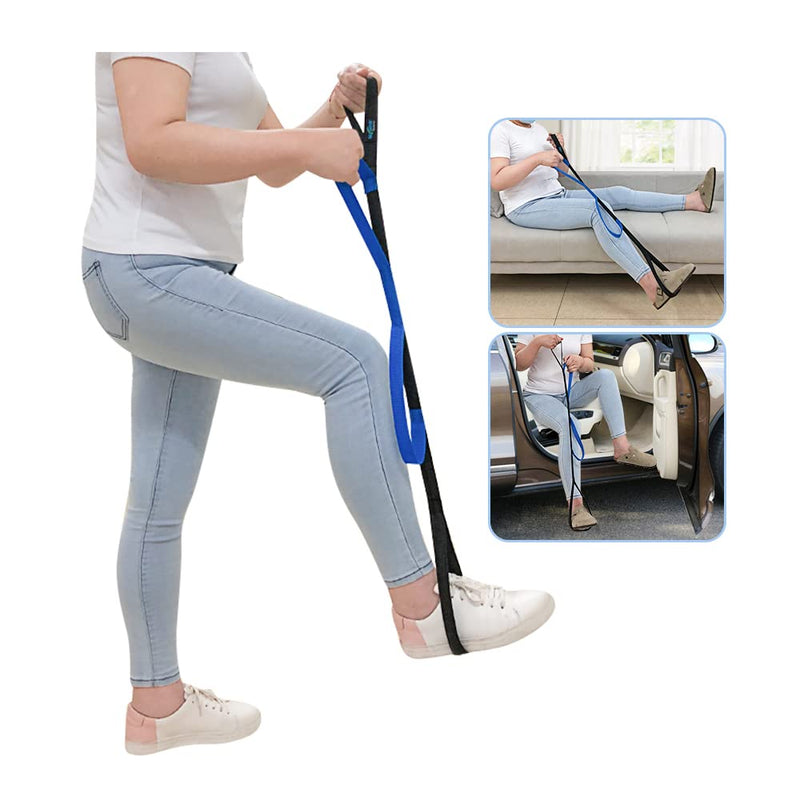 Leg Lifter Strap for After Knee Surgery Hip Replacement Recovery Kit Medical Leg Loop Lifter Pull Strap Lift Assist Rigid Foot Lifter for Disabled Elderly Adults Handicap Mobility Aids Portable Lifter Black - BeesActive Australia