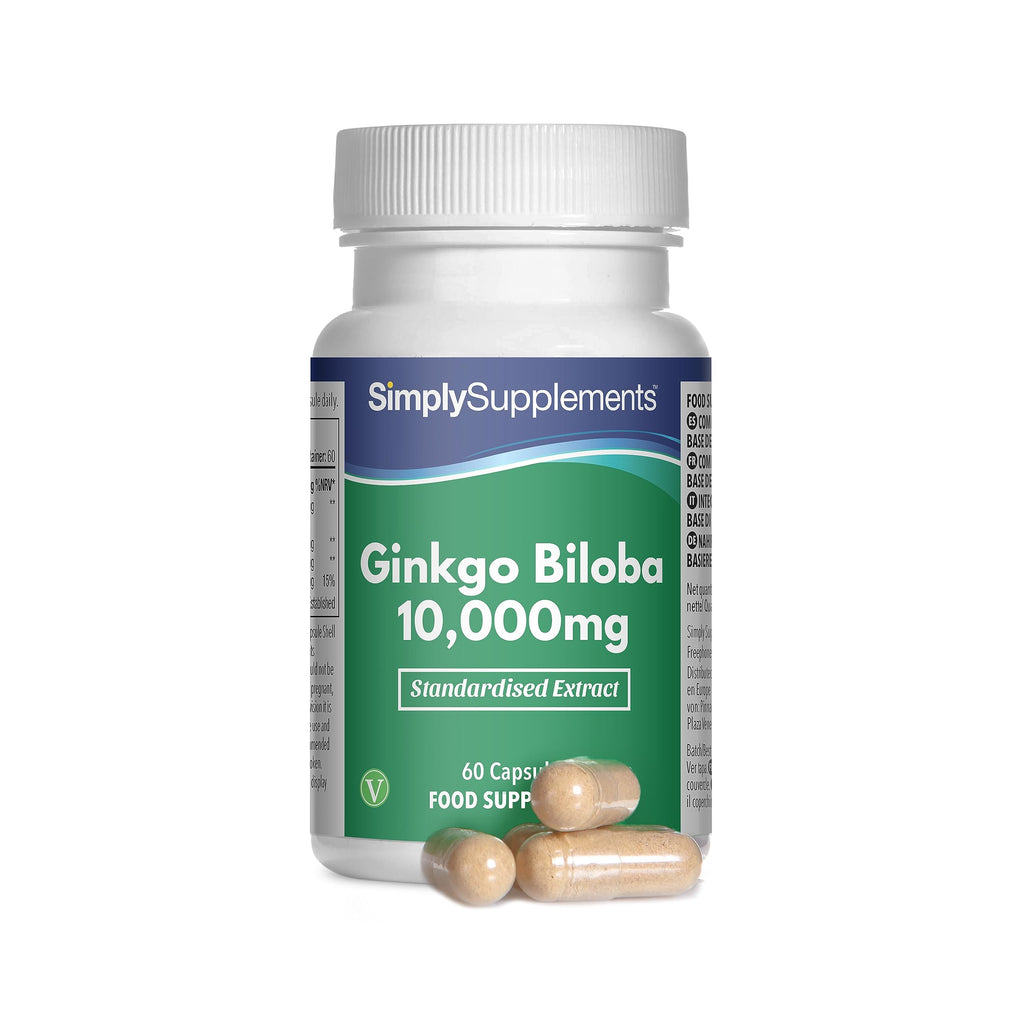 Ginkgo Biloba 10,000mg | 60 Capsules | High Strength Extract to Reduce Tiredness & Fatigue | Vegan & Vegetarian Friendly | Manufactured in The UK - BeesActive Australia