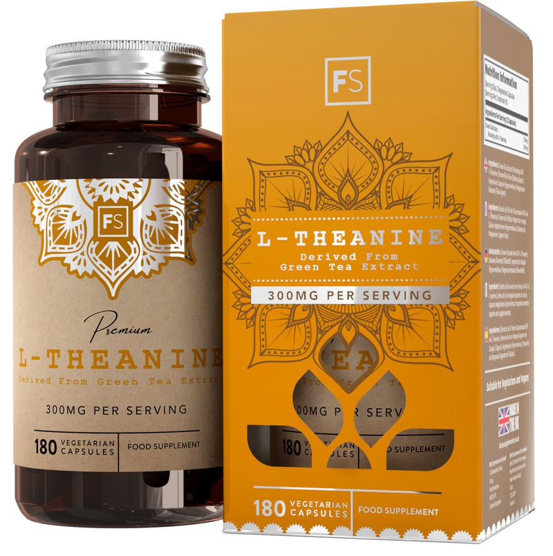 FS L Theanine | 90 L-Theanine Capsules from Green Tea - High Strength 750mg Green Tea Extract Providing 300mg L-Theanine per Serving | Non-GMO, Gluten & Dairy Free | Manufactured in The UK 90 Count (Pack of 1) - BeesActive Australia
