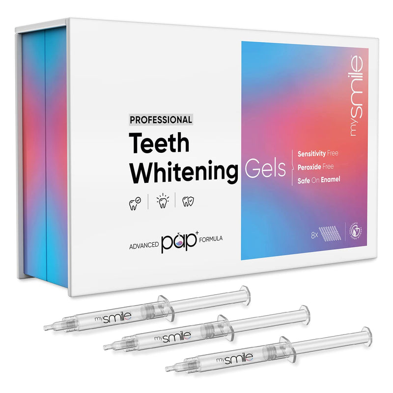 mysmile Teeth Whitening Gel Refills x 8 (3ml Each) - Sensitivity-Free & Peroxide-Free Pap+ Tooth Whitening Gel - 10 Min Stain Removal - Enamel-Safe Syringes - Vegan Teeth Whitener - BeesActive Australia