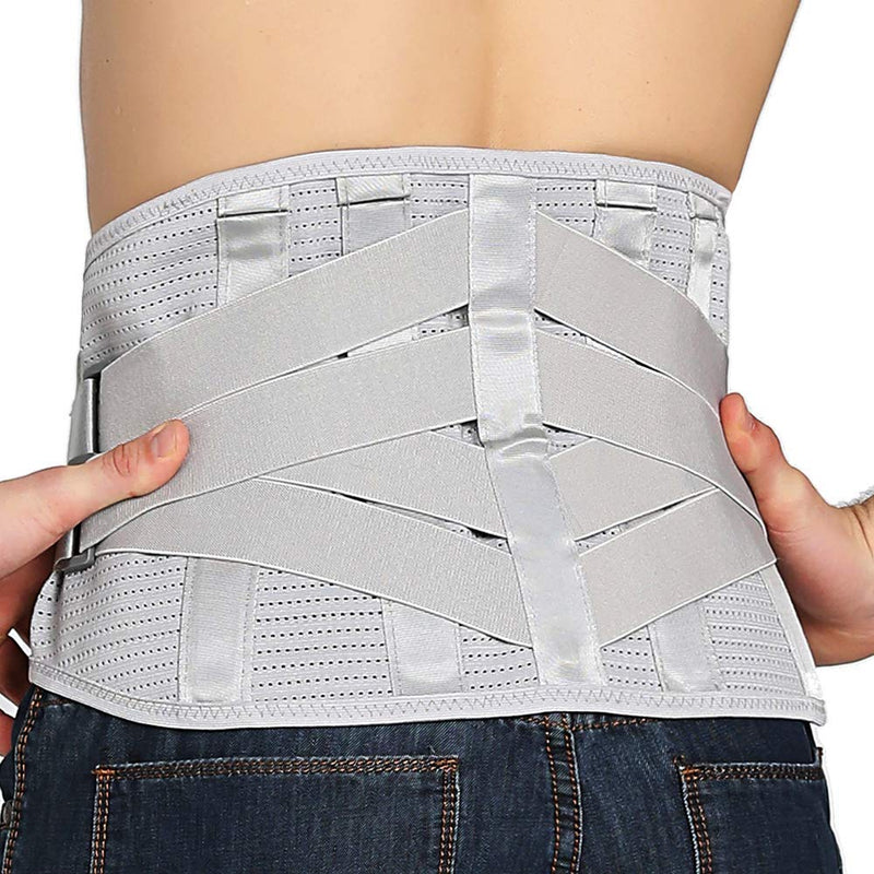 Lower Back Braces for Back Pain Relief - Compression Belt for Men & Women - Lumbar Support Waist Backbrace for Herniated Disc, Sciatica, Scoliosis - Breathable Mesh Design, Adjustable Straps (S, Gray) S(Navel:30"-35") - BeesActive Australia