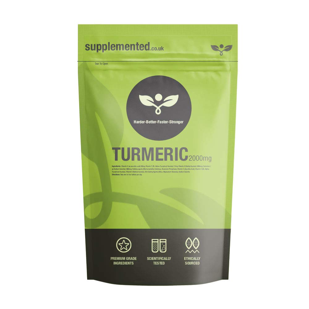 Turmeric 2000mg 180 Tablets High Strength UK Made Supplement Letterbox Friendly Turmeric Extract (Curcumin) Vegan Joint Health - BeesActive Australia