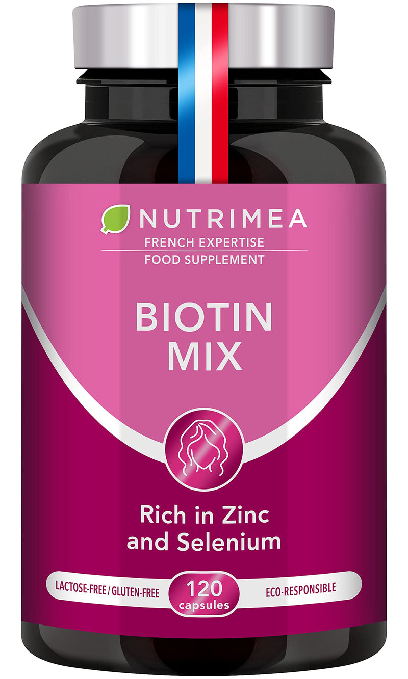 Biotin Hair & Nail Growth Supplement - Enriched with Zinc & Selenium - Contributes to Skin Care - 120 Vegan Capsules - French Expertise - BeesActive Australia