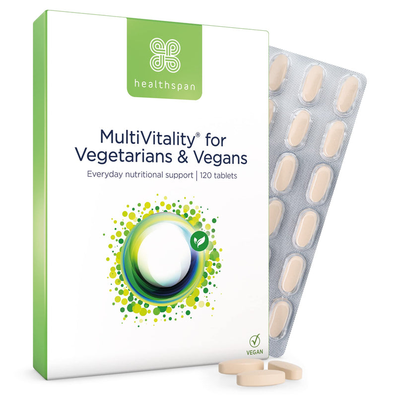 Healthspan Multivitamin for Vegetarians & Vegans (120 Tablets) | Promotes Immune Health and Energy Levels | Supports Bones, Teeth & Muscles | Includes Vitamins B12 & D, Calcium, Iron & Zinc | Vegan - BeesActive Australia