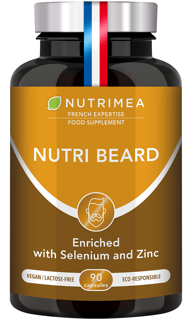 Nutri Beard Growth Supplement - Thicker Facial Hair - Rich in Vitamins, Biotin, Keratin, Cysteine, Zinc and MSM - 90 Capsules - French Expertise - BeesActive Australia