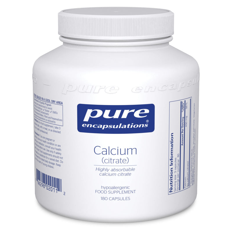 Pure Encapsulations - Calcium (Citrate) - Highly Absorbable Calcium Citrate Supplement - 180 Capsules - BeesActive Australia