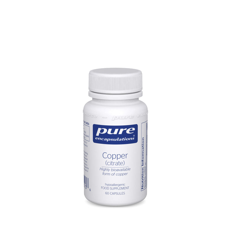 Pure Encapsulations - Copper (Citrate) - Highly Bioavailable Copper Supplement - 60 Vegetarian Capsules - BeesActive Australia