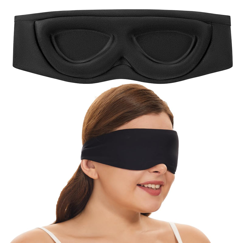 ALASKA BEAR Sleep Mask for Side Sleepers Best Contoured Eye Mask for All Sleeping Positions Men and Women 100% Blackout Cover Cool Blindfold Most Comfy Headband Style, Machine Washable Black - BeesActive Australia
