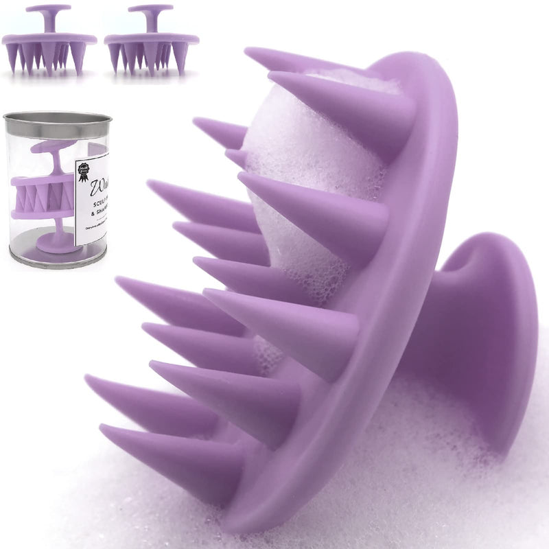 (2 Pack) Mold-free One-piece Solid Silicone, Shampoo Brush Head Massager Scalp Scrub, Scalp Massager Hair Growth, by WAKISAKI (Purple) Purple - BeesActive Australia