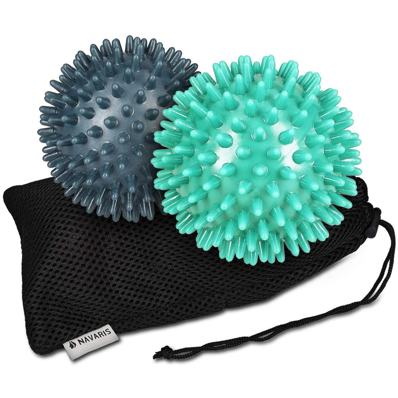 Navaris Spiky Massage Balls - Set of 2 - Hedgehog Balls for Self Massage - 1x Medium-Hard & 1x Harder Ball - Pair of Bumpy Massager Balls - � 8cm - BeesActive Australia