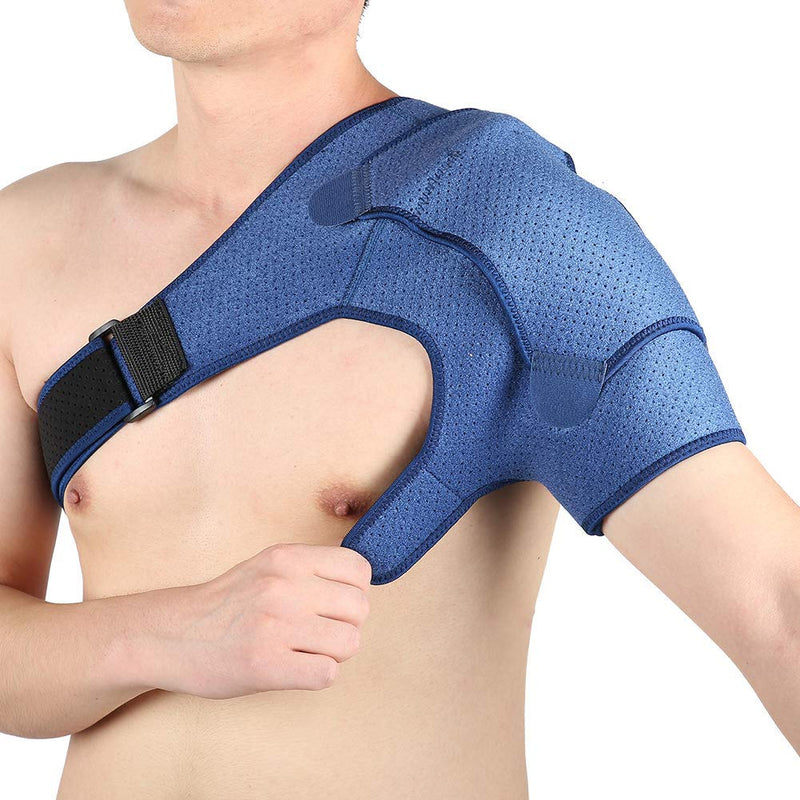 Haofy Shoulder Support for Men Women, Adjustable Shoulder Brace Neoprene Rotator Cuff Support Strap for Dislocated AC Joint, Bursitis, Frozen Shoulder, Shoulder Compression Sleeve for Left and Right L blue - BeesActive Australia