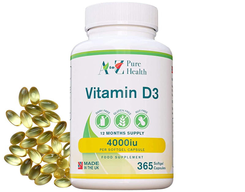 Premium Vitamin D3 Softgel | High Strength Vitamin D3 4000iu Supplement | 365 Easy to Swallow Softgel Capsule | One a day, Year Supply |Supports Healthy Bones,Teeth, Muscle and Immune System | UK Made - BeesActive Australia