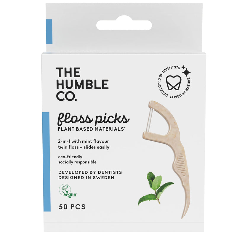 Humble Natural Dental Floss Picks - Flossers - Dental Floss Sticks - 2 x 50 pcs 50 Count (Pack of 1) - BeesActive Australia