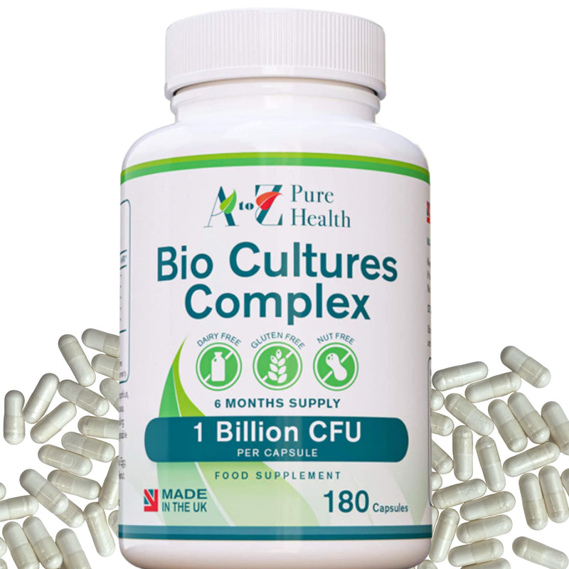 Premium Bio Cultures Complex 180 Capsules (6 Month�s Supply) | High Strength Probiotic | Vegan Multi Strain Probiotic | Lactobacillus Acidophilus & Bifidobacterium | Supports Gut & Digestive Health - BeesActive Australia