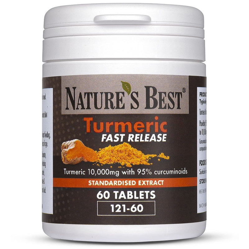 Turmeric Tablets Fast Release 10,000mg (200mg Extract) 95% Curcuminoids | High Strength Turmeric Curcumin | 60 Tablets | Fast Absorption Formula | UK Made | Purest Grade, standardised Extract - BeesActive Australia