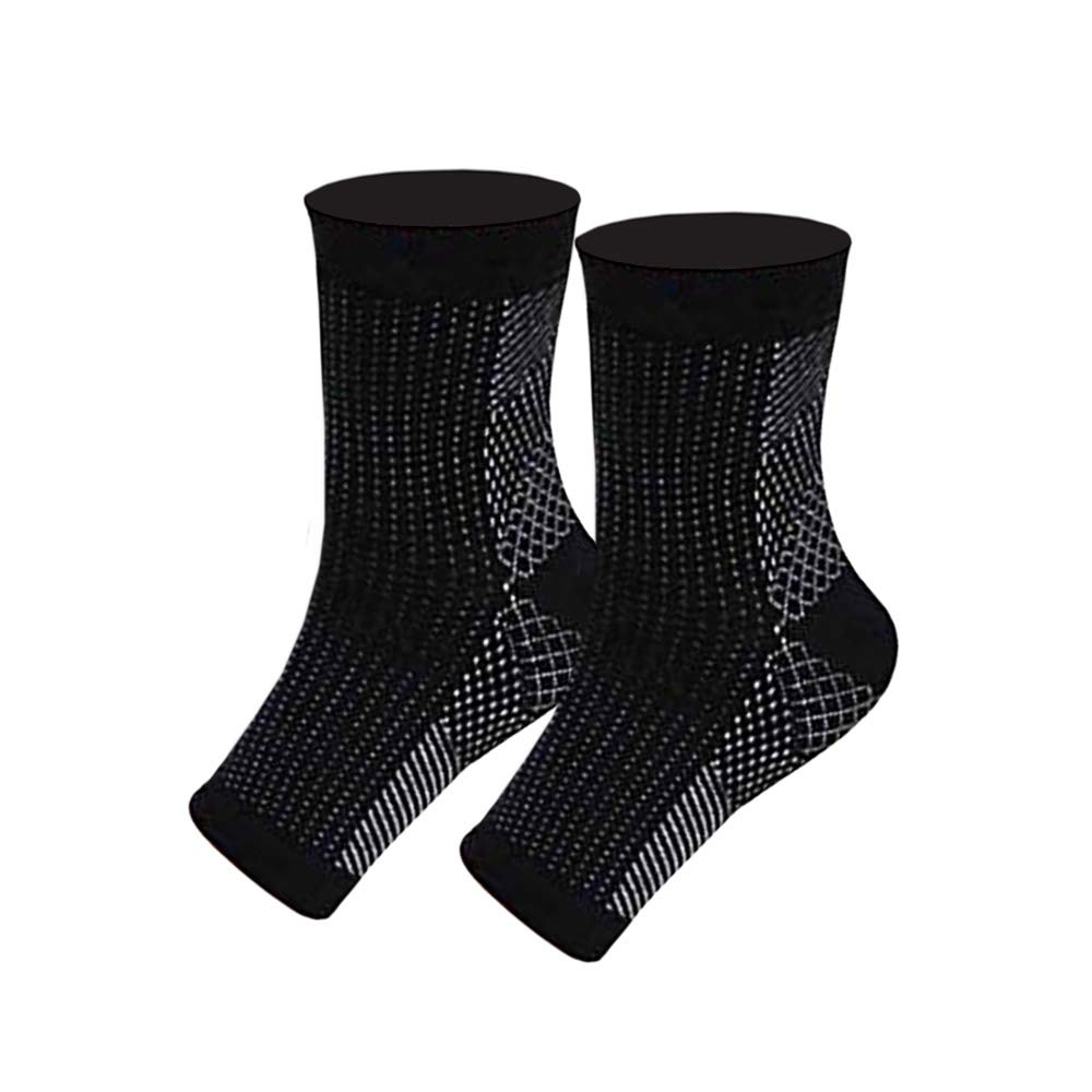 VITTO Plantar Fasciitis Ankle Socks - Arch, Heel, & Ankle Support for Pain Relief, Warmth & Circulation, Endurance & Recovery - 2 Pack Compression Socks for Women & Men (Large/Extra Large) Black L / XL - BeesActive Australia