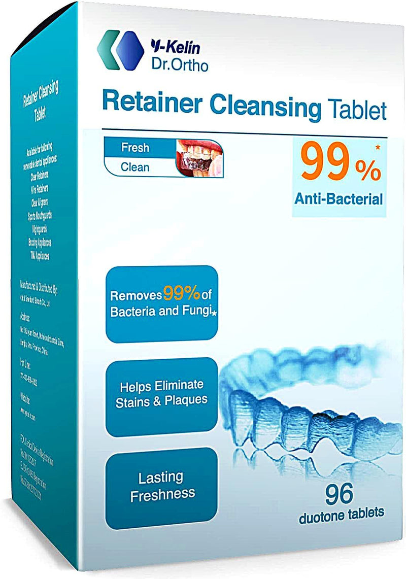 Y-kelin Orthodontic Retainer Cleansing Tablet 96 Tablet (96 Count (Pack of 1)) 96 Count (Pack of 1) - BeesActive Australia