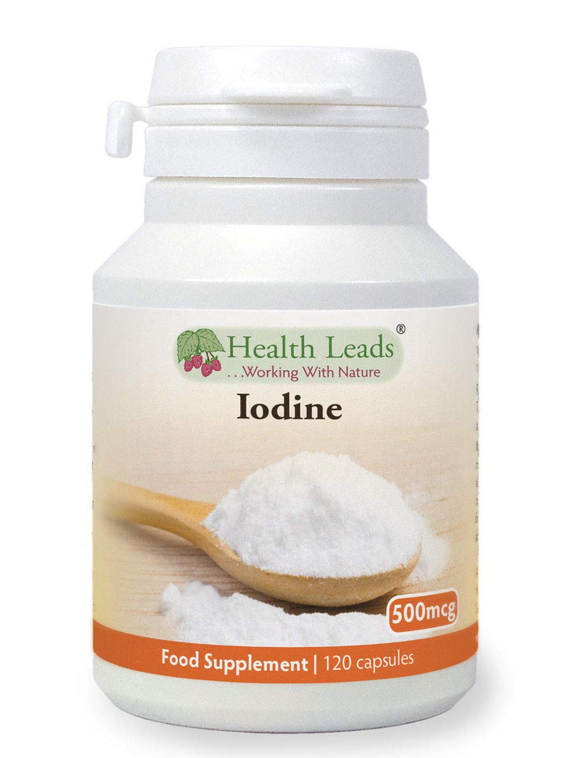 Lugols Iodine (High Strength) 500mcg 120 Capsules, Iodine contributes to Normal Thyroid Function, Easy to Swallow Small Capsules, Magnesium Stearate Free & No Nasty Additives, Vegan, Made in Wales - BeesActive Australia