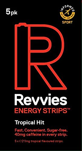 Revvies Energy Strips | Tropical Hit | 50 Strips | 40mg Caffeine Strip | 2 Strip = Coffee/Energy Drink | Less Than 2 Calories | Vegan | 10 x 5PK… - BeesActive Australia