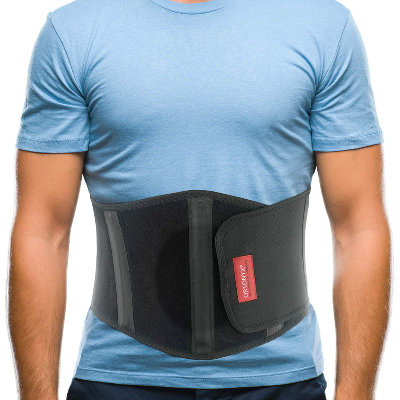 ORTONYX Ergonomic Umbilical Hernia Belt for Men and Women - Abdominal Support Binder with Compression Pad - Navel Ventral Epigastric Incisional and Belly Button Hernias Surgery Brace - OX353-L/XXL L/XXL (42"-57") Black - BeesActive Australia
