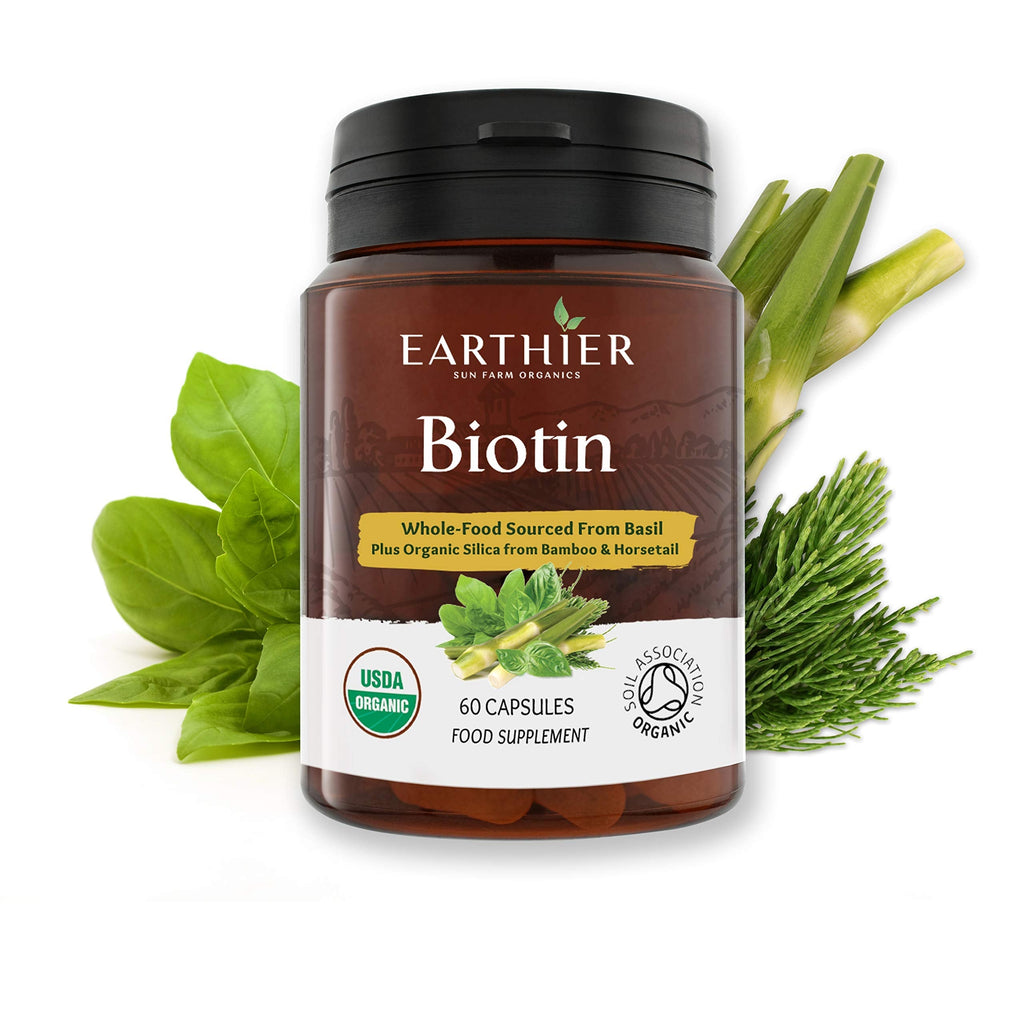 Organic Biotin Plus Silica - Hair - Nails - Whole Food Supplement - 1 Month Supply - Certified by Soil Association - BeesActive Australia
