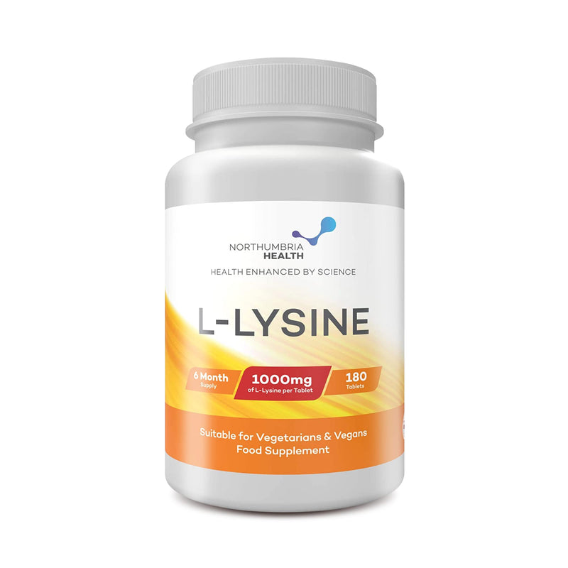 L-Lysine 1000mg High Strength Tablets, 180 Vegan Tablets (6 Month Supply) Essential Amino Acid, Normal Growth & Muscle Turnover, Made in The UK by Northumbria Health - BeesActive Australia