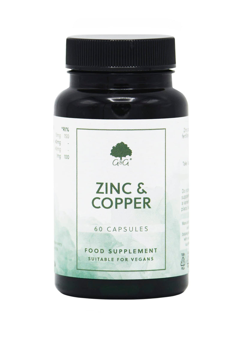 Zinc & Copper Supplement | 15mg Zinc & 1mg Copper per Capsule | 60 Vegan Capsules | G&G Vitamins - BeesActive Australia