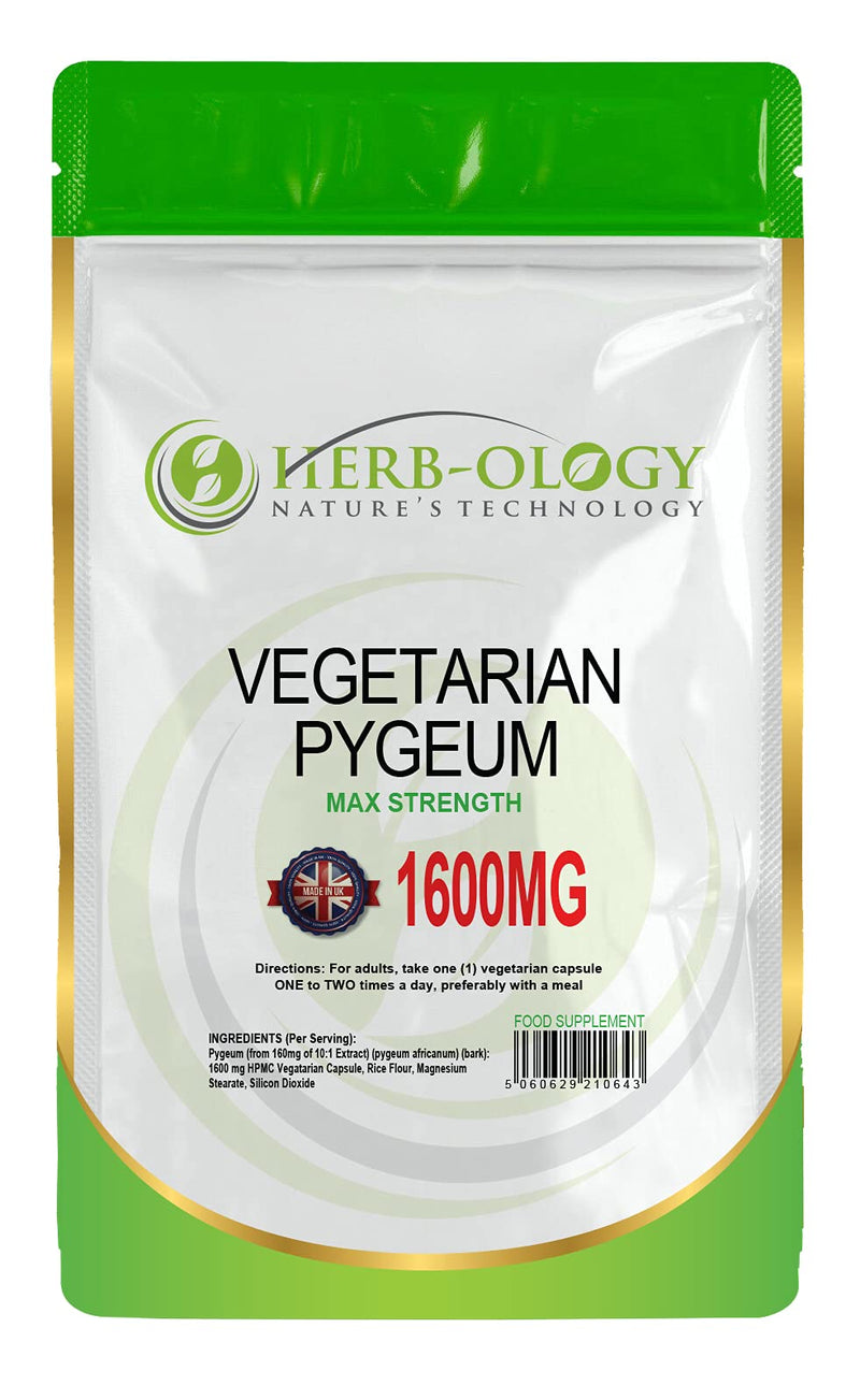 Herb-Ology Pygeum Capsules | 60 Pygeum Supplements - 1600mg Suitable for Vegetarians & Manufactured in The UK - BeesActive Australia