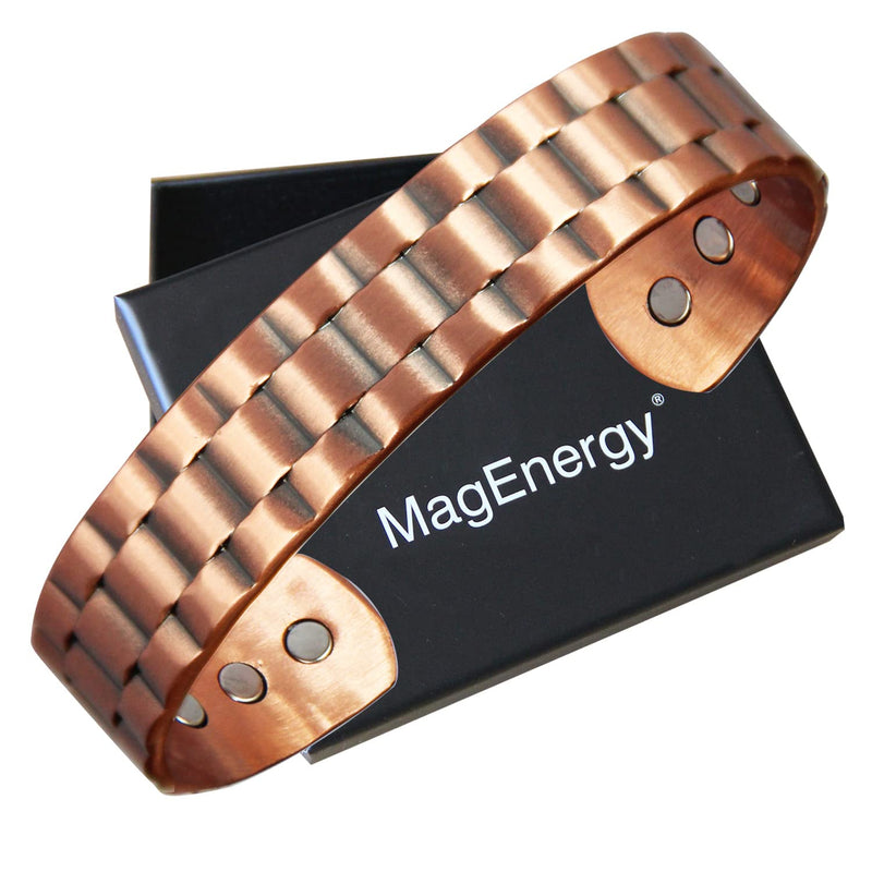 MagEnergy Mens Copper Bracelet 99.9% Pure Copper Magnetic Bracelet with 6 Powerful Magnets with Jewelry Gift Box - BeesActive Australia