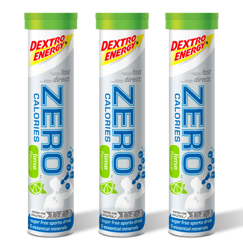 Dextro Energy Zero Calories I Recovery and Hydration Electrolyte Drink I Zero Effervescent Tablets I Lime | 3 Tubes, 60 Tablets | - BeesActive Australia