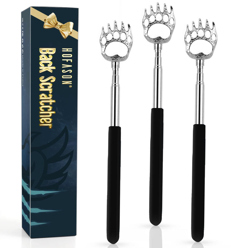 Back Scratcher for Men Women, HOFASON Bear Claw Telescopic Scratcher Back Massager Tool, Stocking Fillers Novelty Idea Gifts Extendable Back Scratcher Eliminating Back Itching Scratcher (3 Pack) Black - BeesActive Australia