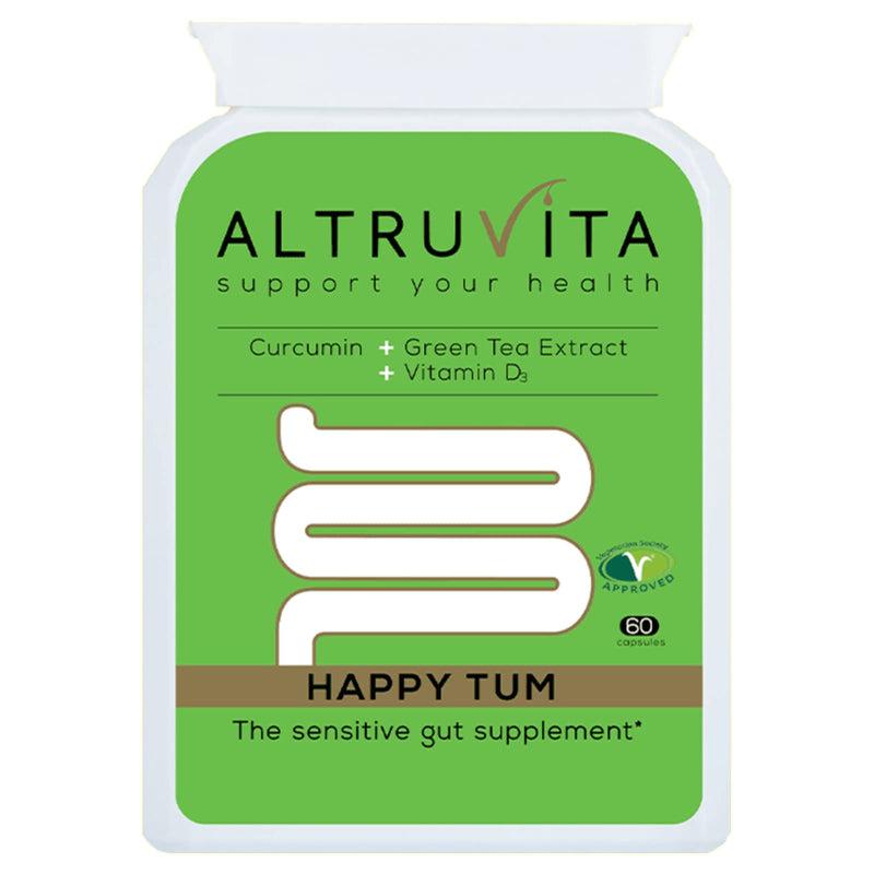 Altruvita Happy Tum | Vitamin D3, Curcumin & Green Tea | 60 Days Supply | Immune Support | Sensitive Gut Supplement | 60 Capsules | Vegetarian Approved - BeesActive Australia