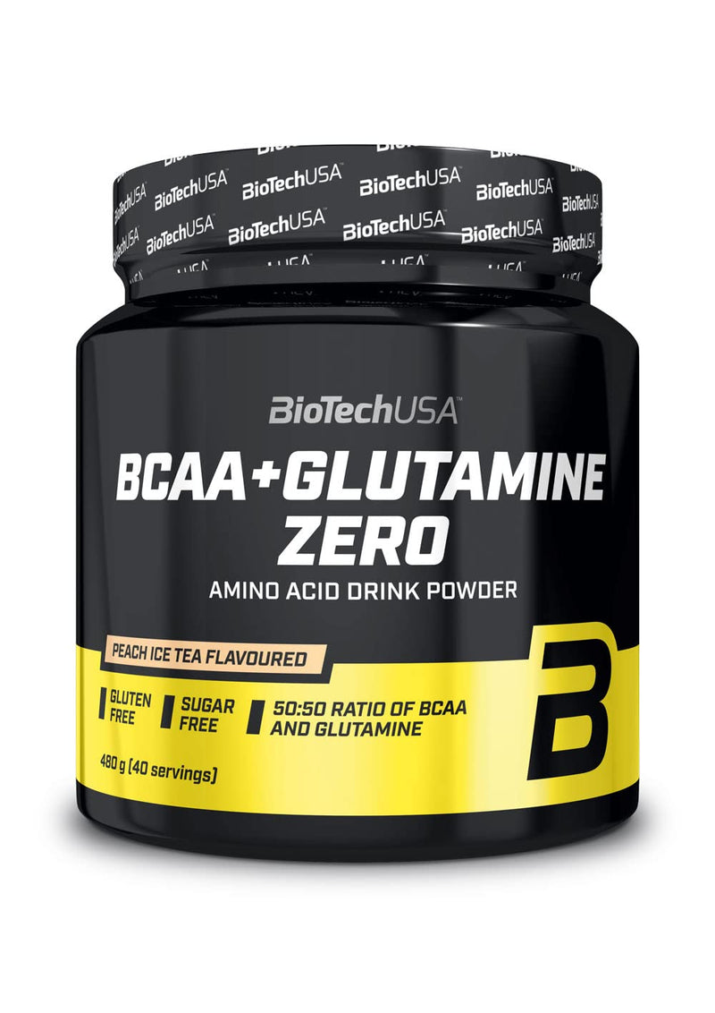 BioTechUSA BCAA + Glutamine Zero, Flavoured Drink Powder with BCAA and L-glutamine Content with sweeteners, 480 g, Peach ice Tea - BeesActive Australia