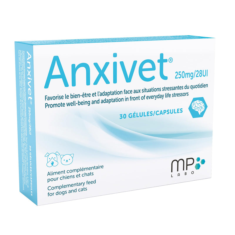 MP Labo Anxivet - Promotes Well-being and Adaptation to Stressful Daily Situations for Dogs and Cats (250 mg 28 IU 30 Capsules)