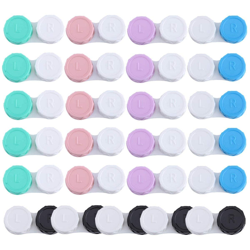 25 Pack Contact Lens Cases Portable Contact Lens Container Contact Lens Soaking Storage Case with L and R Caps, 5 Colors - BeesActive Australia
