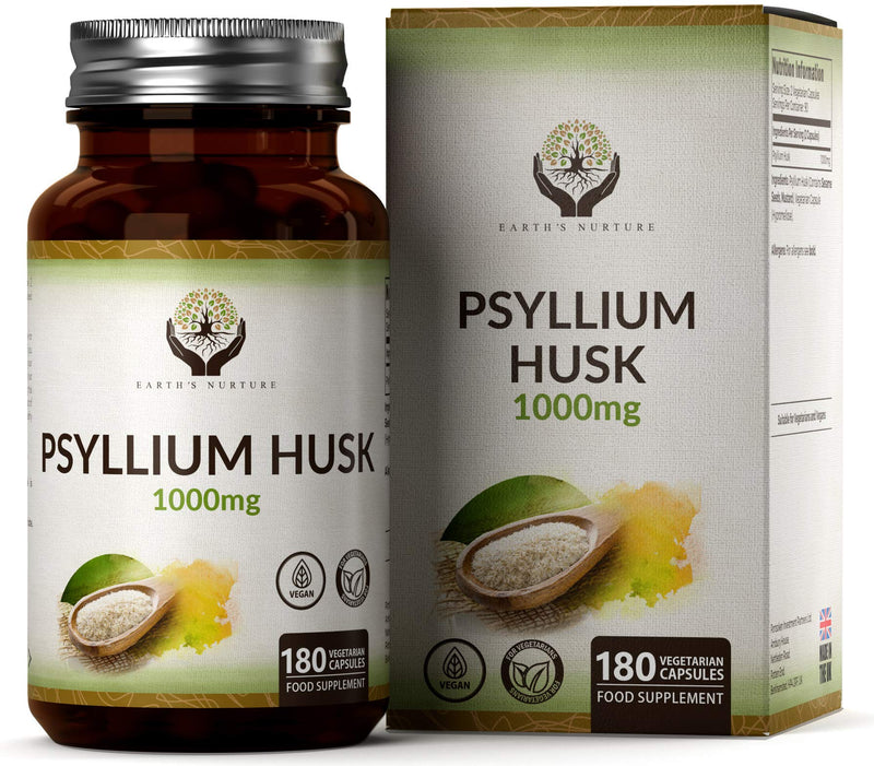 EN Psyllium Husk Capsules | 180 Vegan Fibre Capsules - 1000mg Psyllium Husks per Serving | Fibre Supplement with Physillan Husk | No Filler, Non, GMO, Gluten & Dairy Free | Made in the UK - BeesActive Australia